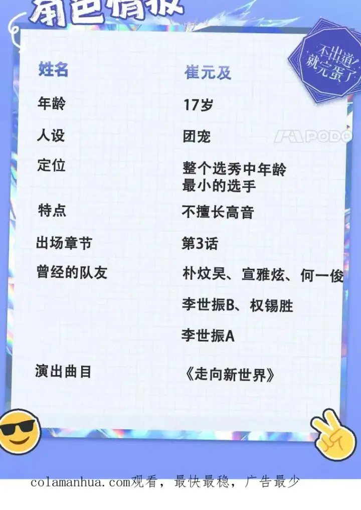 漫画《不出道就完蛋了》角色档案第20张图